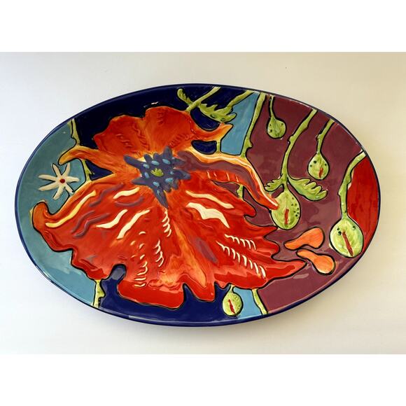 Simon Bull Limited Edition Art Salad Bowl Poppy‎ Flower Van Group Collectible - Picture 1 of 12